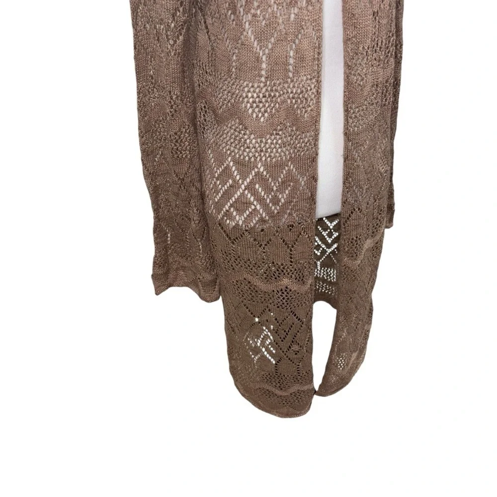 Sweet Envy Women's L Large Open Front Knit Cardigan Knit Knee Length Lightweight